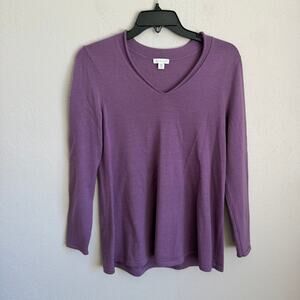 J.Jill Light Purple 100% Merino Wool Lightweight V-Neck Sweater Womens XSP
